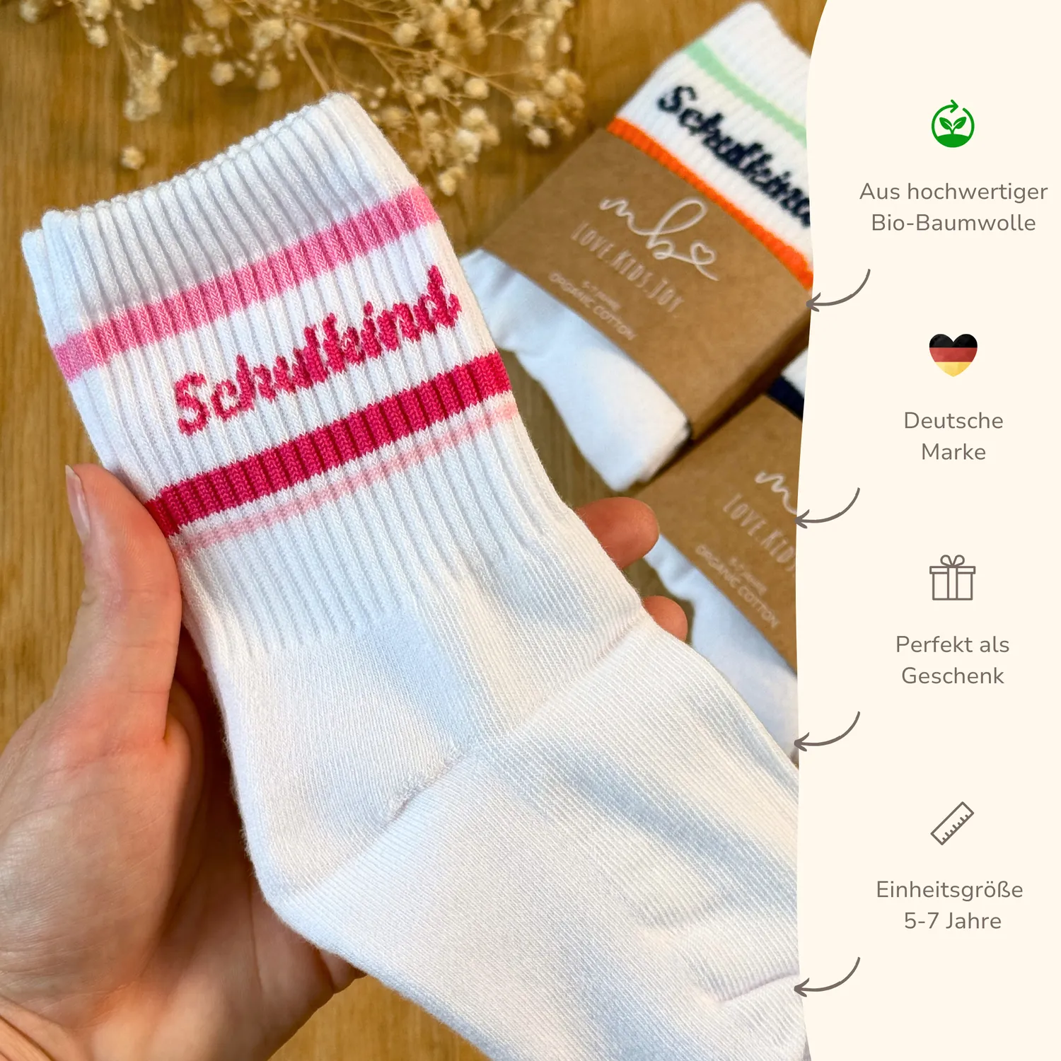 MeinBaby123 Schulkind Socken Pink Baumwolle 1 Paar