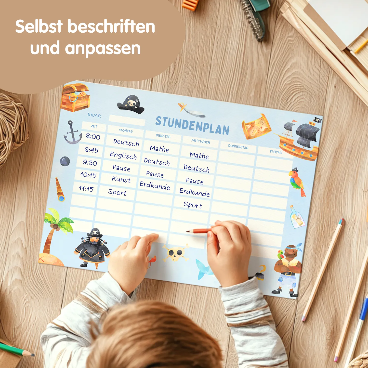 MeinBaby123 Stundenplan Piraten PDF Ausdrucken Grundschule