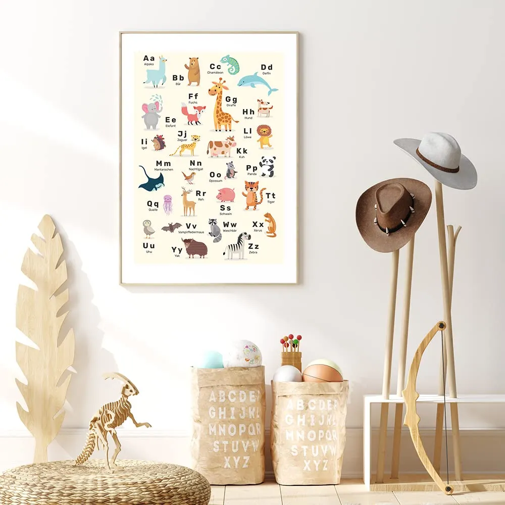 MeinBaby123 Lernposter Tiere Alphabet A2 Poster Tier-ABC
