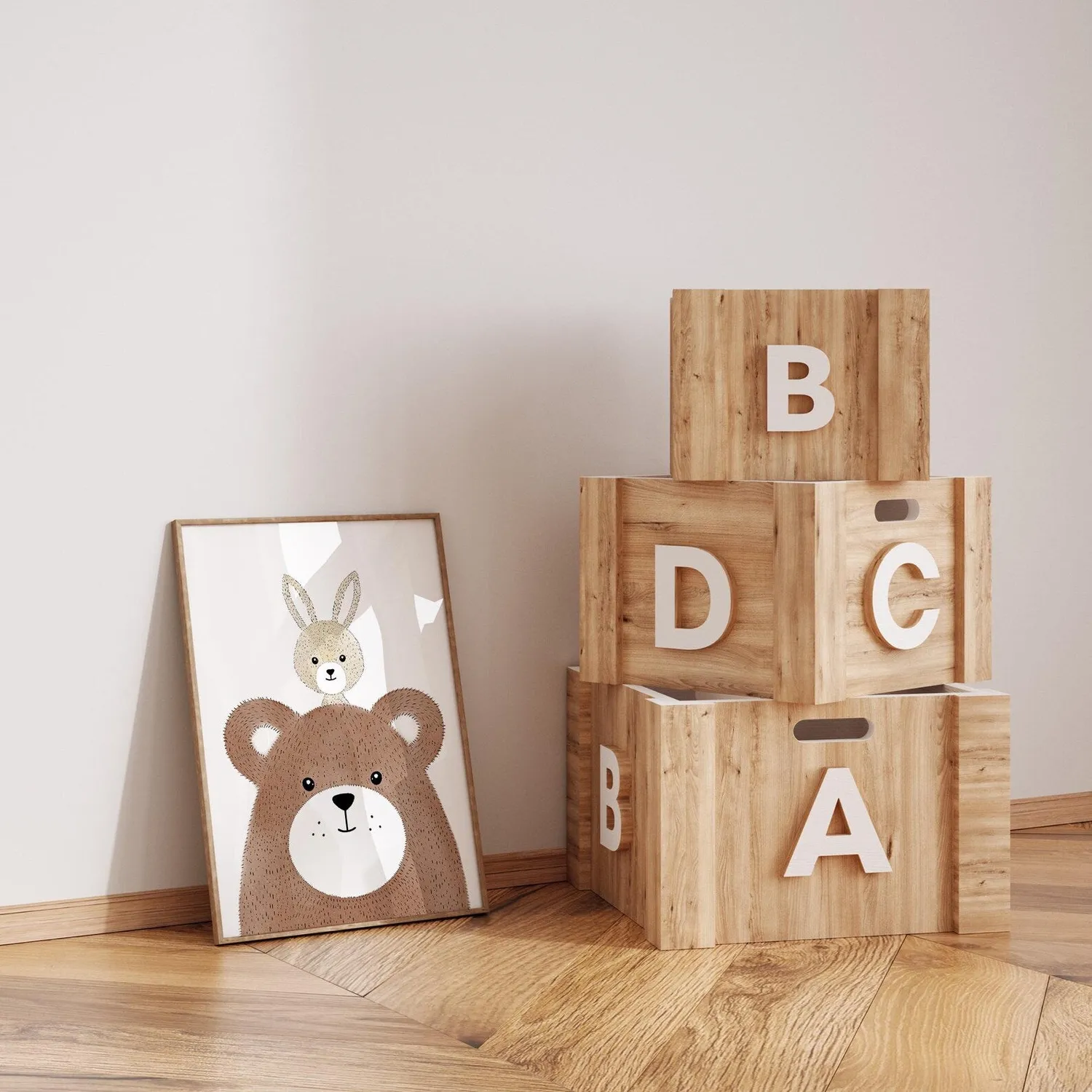 MeinBaby123 Vier Freunde Poster Kinderzimmer 4er Set A4 Boho