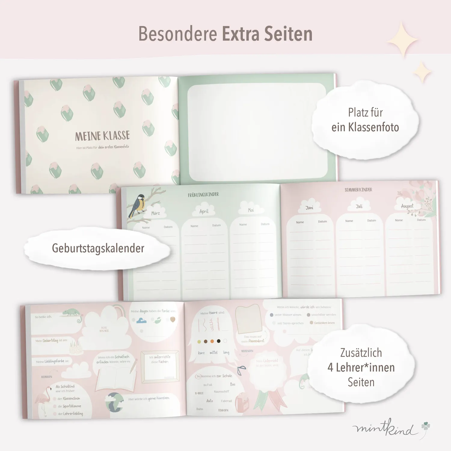 MINTKIND Meine Schulfreunde Freundebuch Rosa Grundschule