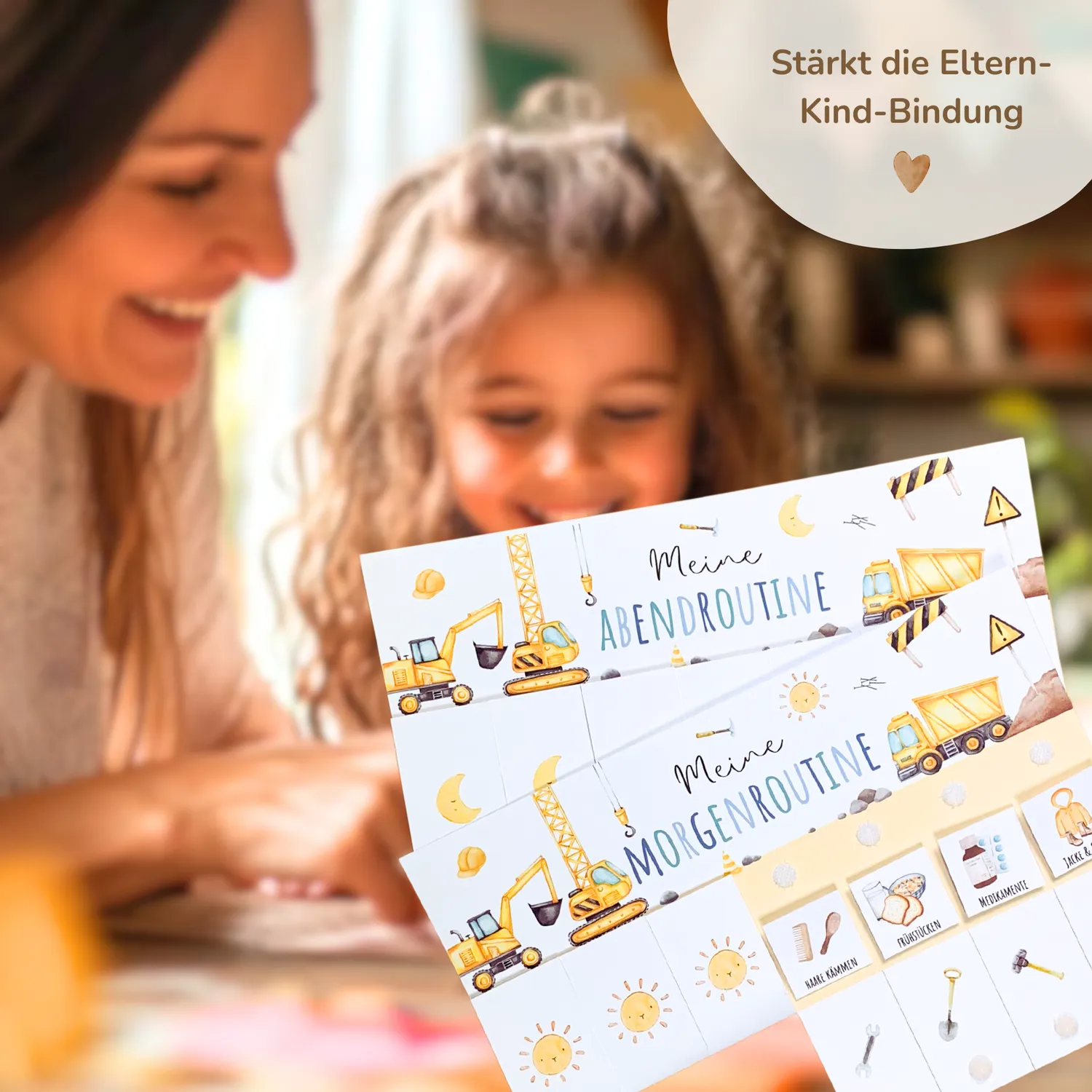 MeinBaby123 Morgen-Abendroutine Bagger Routineplan Ausdrucken Kinder