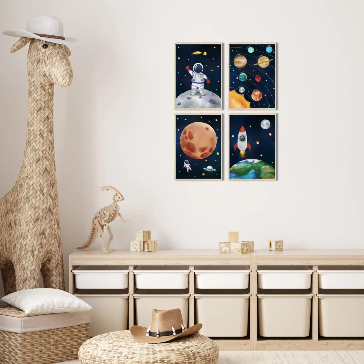 MeinBaby123 Astronaut V3 Poster 4er Set A4 Weltraum