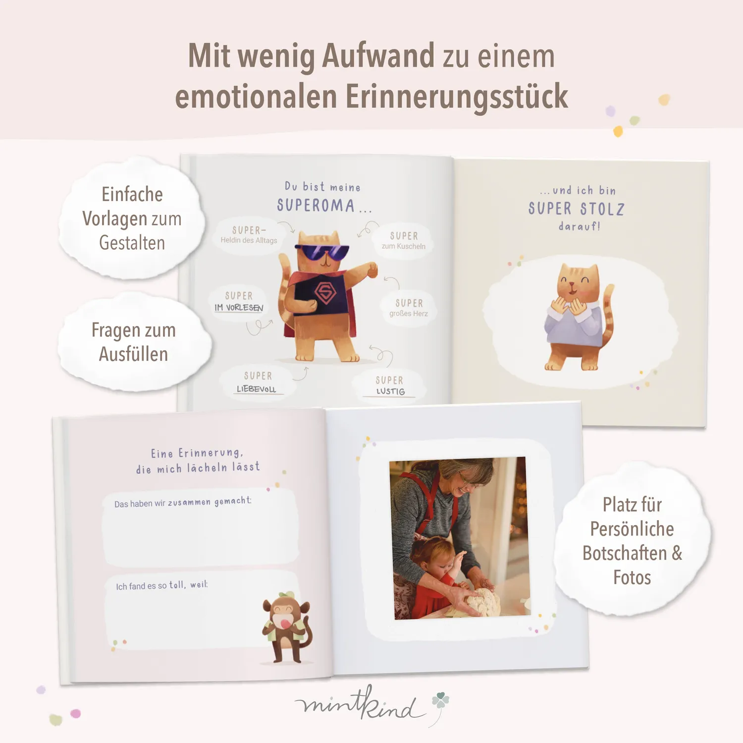 MINTKIND Oma Geschenk Set Buch Tasse Karte 3-teilig