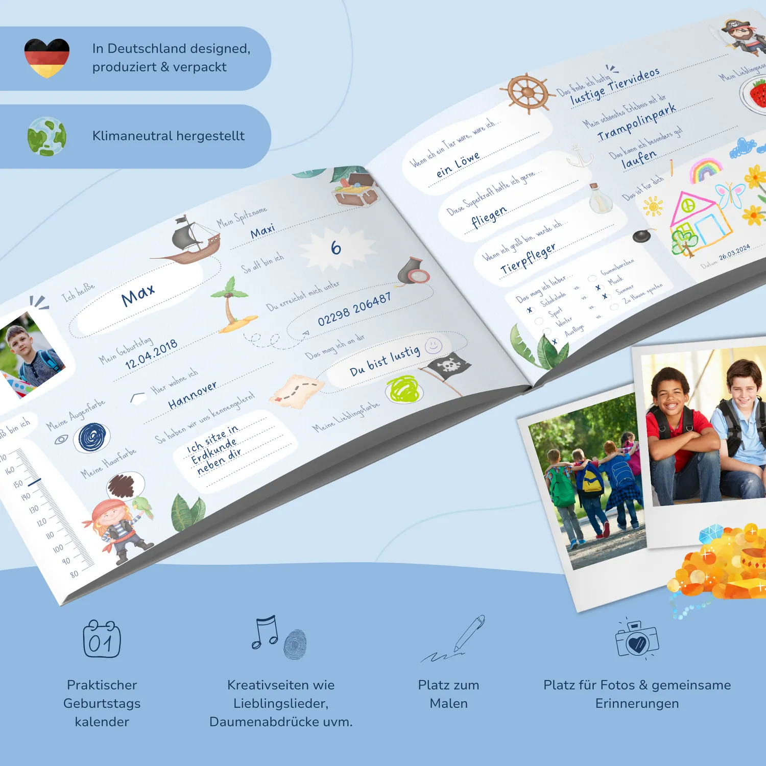 MeinBaby123 Freundebuch Piraten Hardcover 26 Freunde