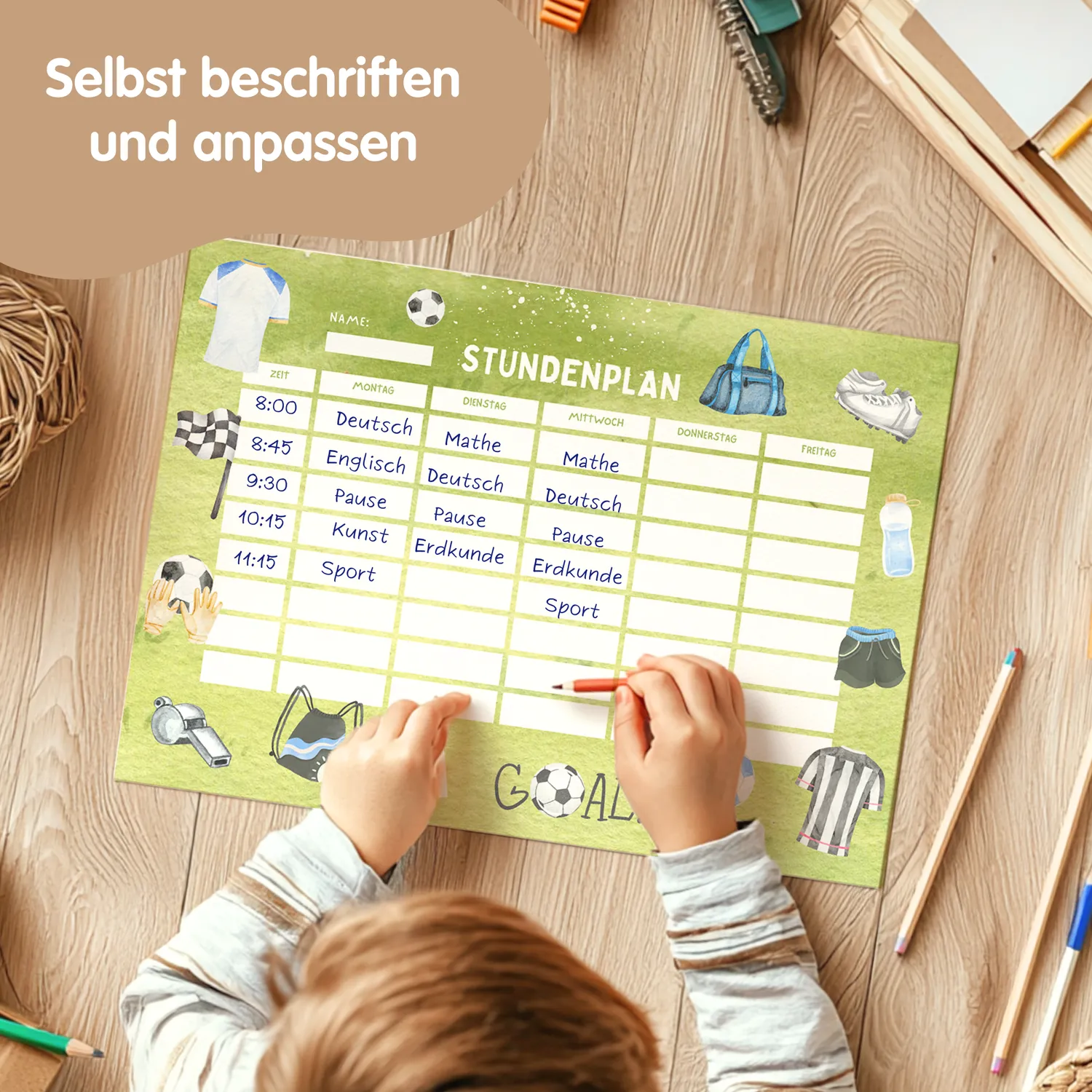 MeinBaby123 Fußball Stundenplan Kinder PDF A4 ausdruckbar