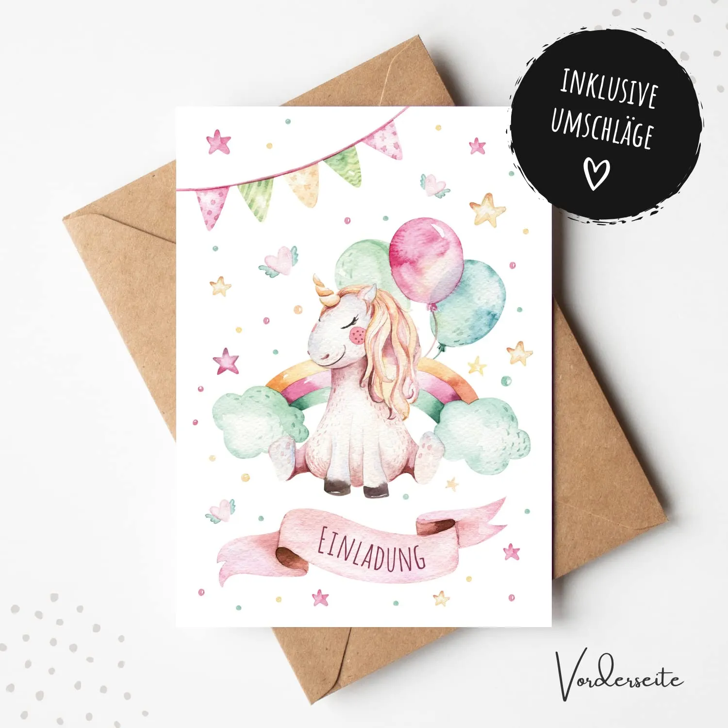 MeinBaby123 Kindergeburtstag Einladungskarten Einhorn 10er mit Umschlägen