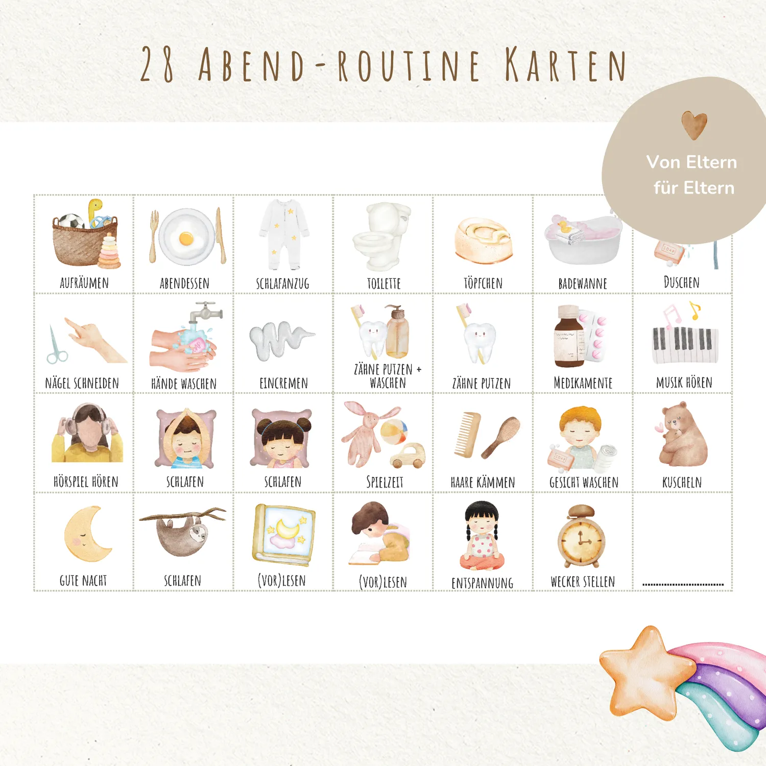 MeinBaby123 Morgen-Abendroutine Einhorn Stundenplan PDF