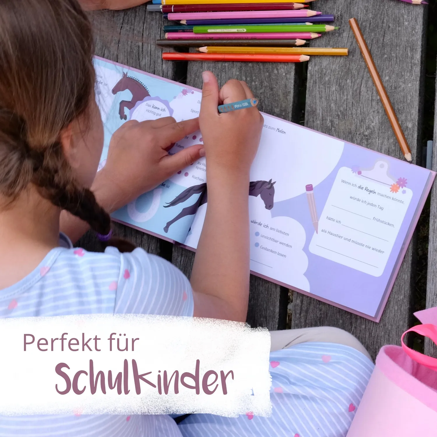 MINTKIND Freundebuch Schule Pferde Rosa 96 Seiten