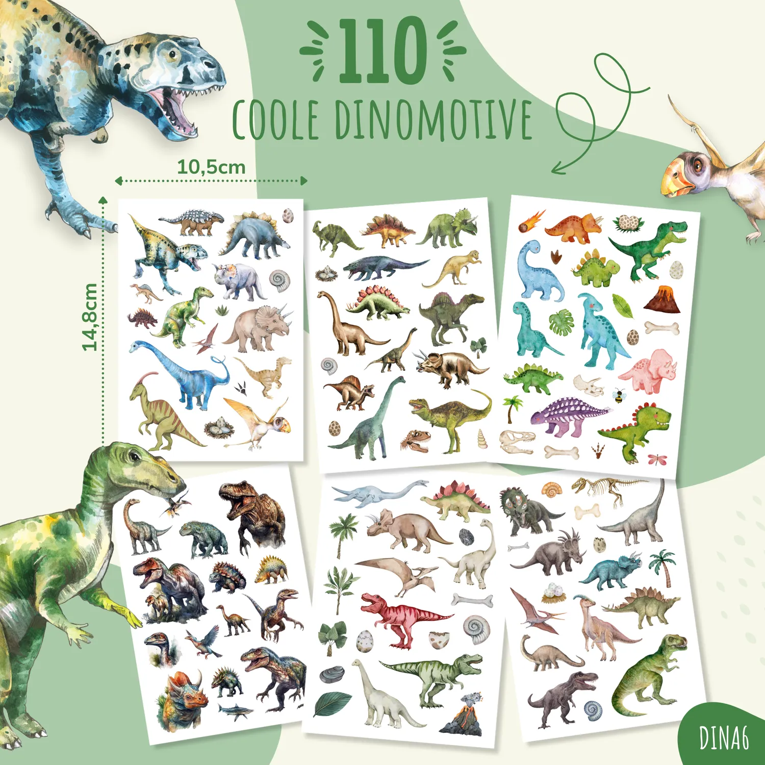 MeinBaby123 Dinos Kinder Tattoos 110 Stück Set