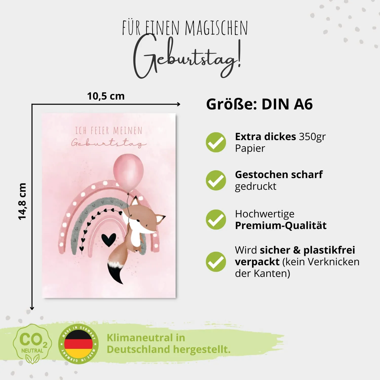 MeinBaby123 Fuchs rosa Einladungskarten Kindergeburtstag 10er