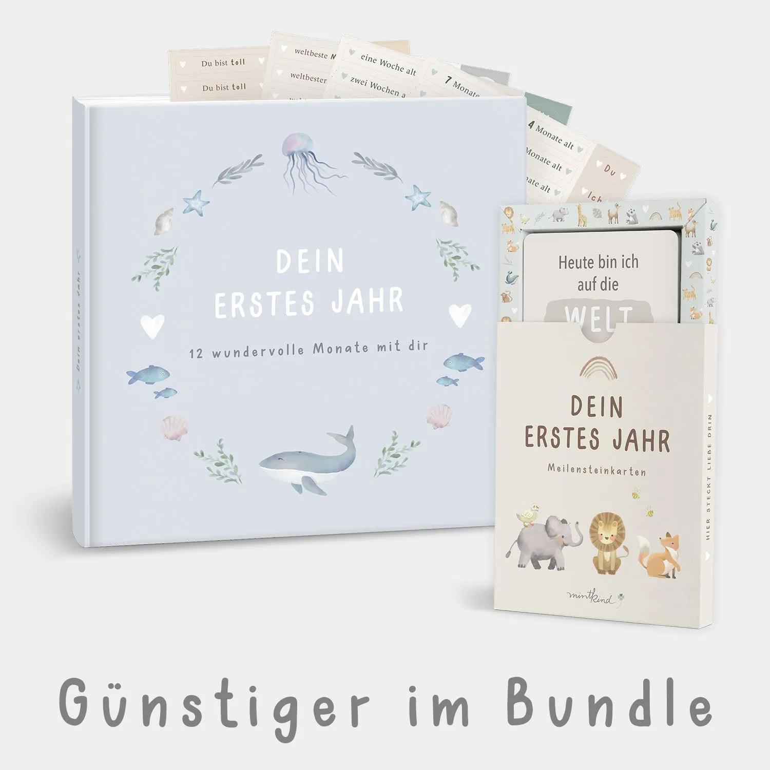 MINTKIND Hello Baby Bundle Set Babytagebuch beige