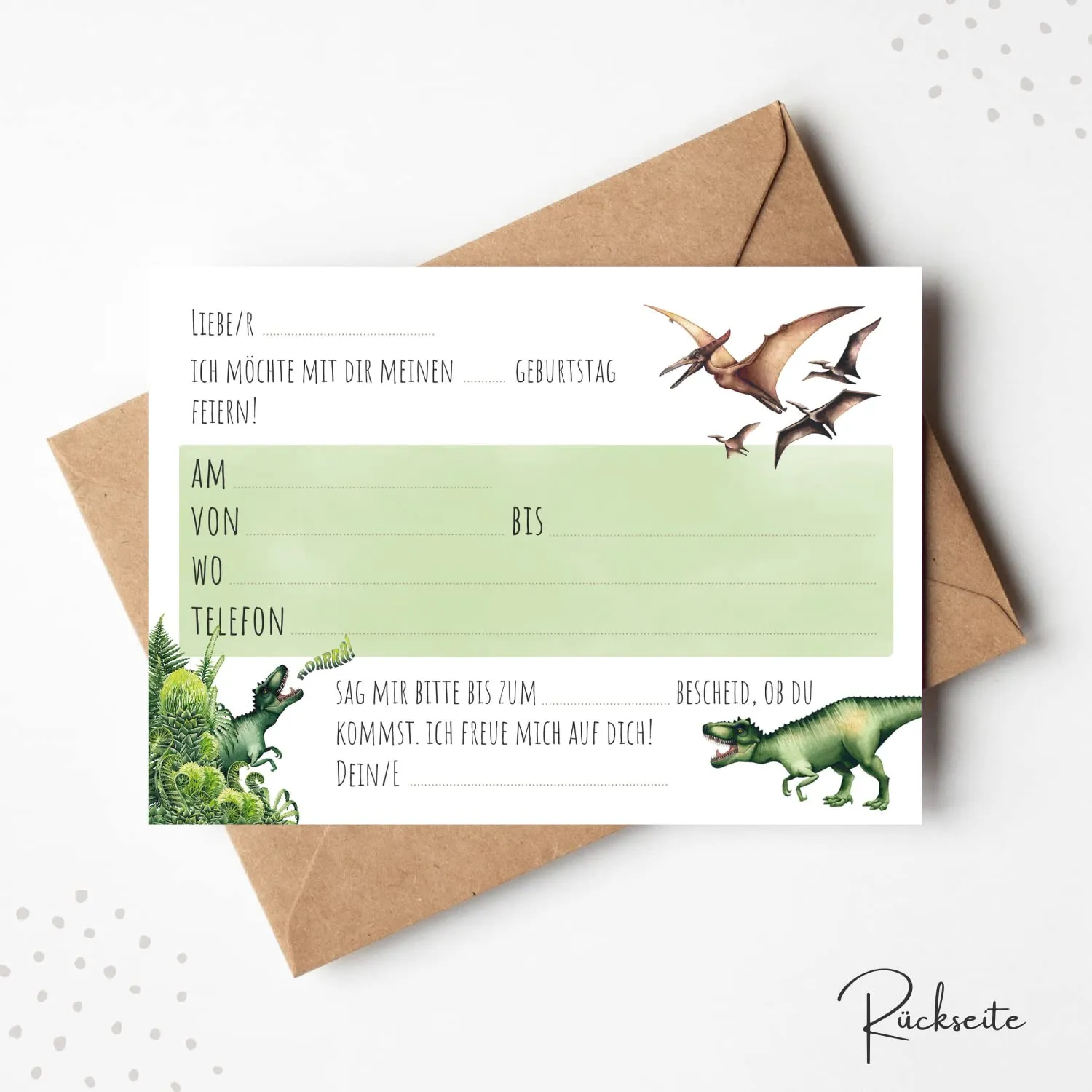 MeinBaby123 Einladungskarten Kindergeburtstag Dino 10er