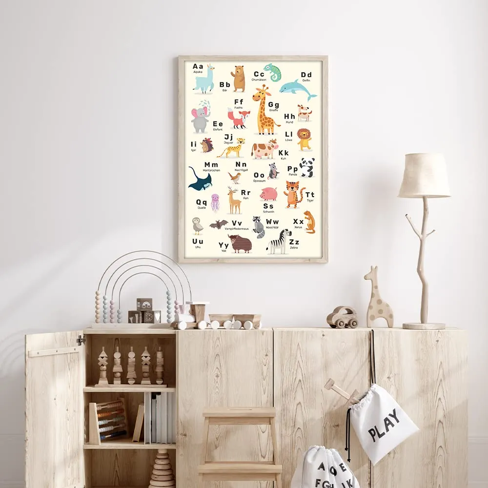 MeinBaby123 Lernposter Tiere Alphabet A2 Poster Tier-ABC