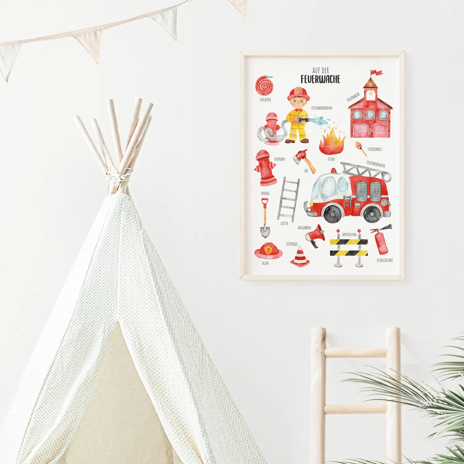 MeinBaby123 Feuerwehr Kinderzimmerposter A2 matt