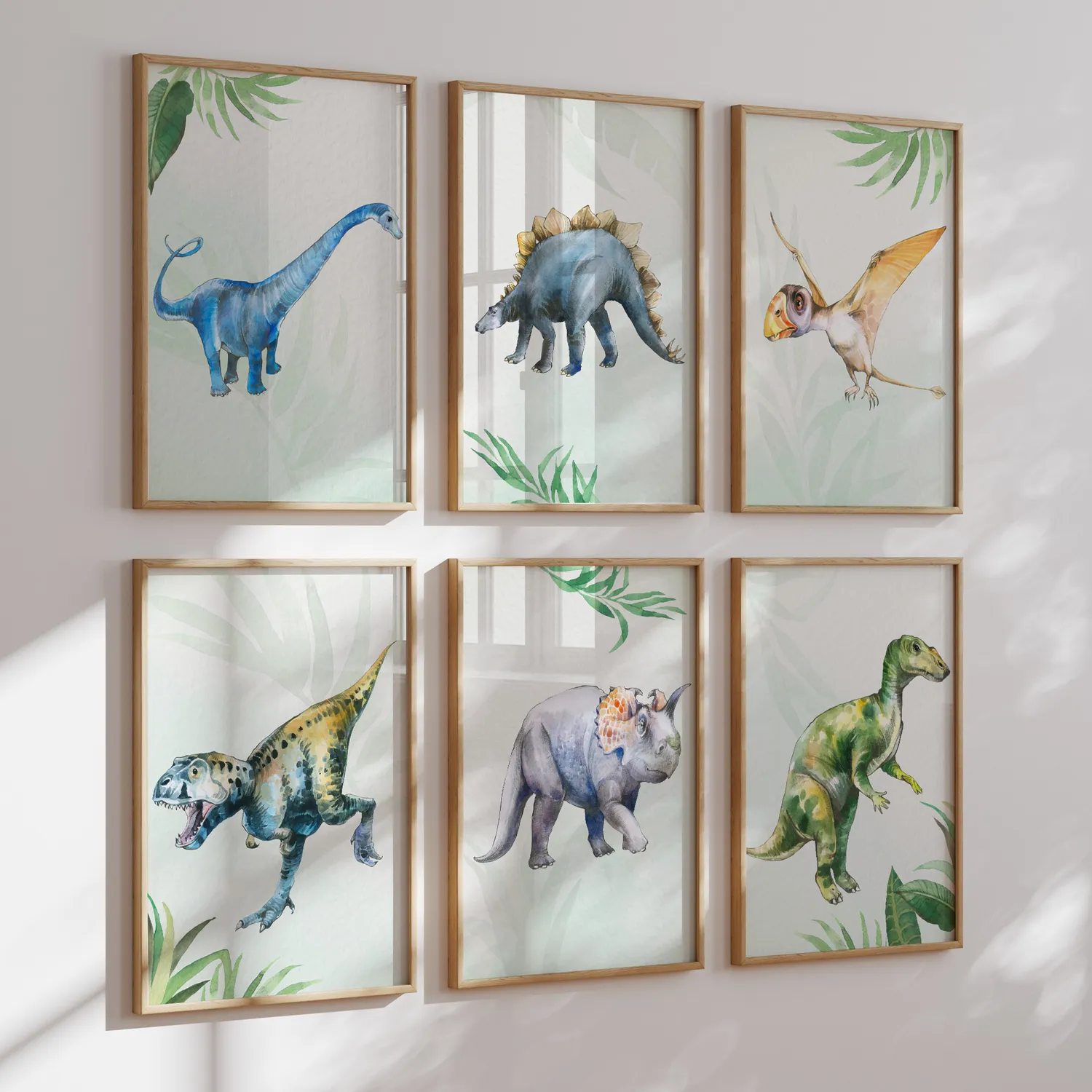 MeinBaby123 Dino Kinderzimmerposter 6er Set A4 matt