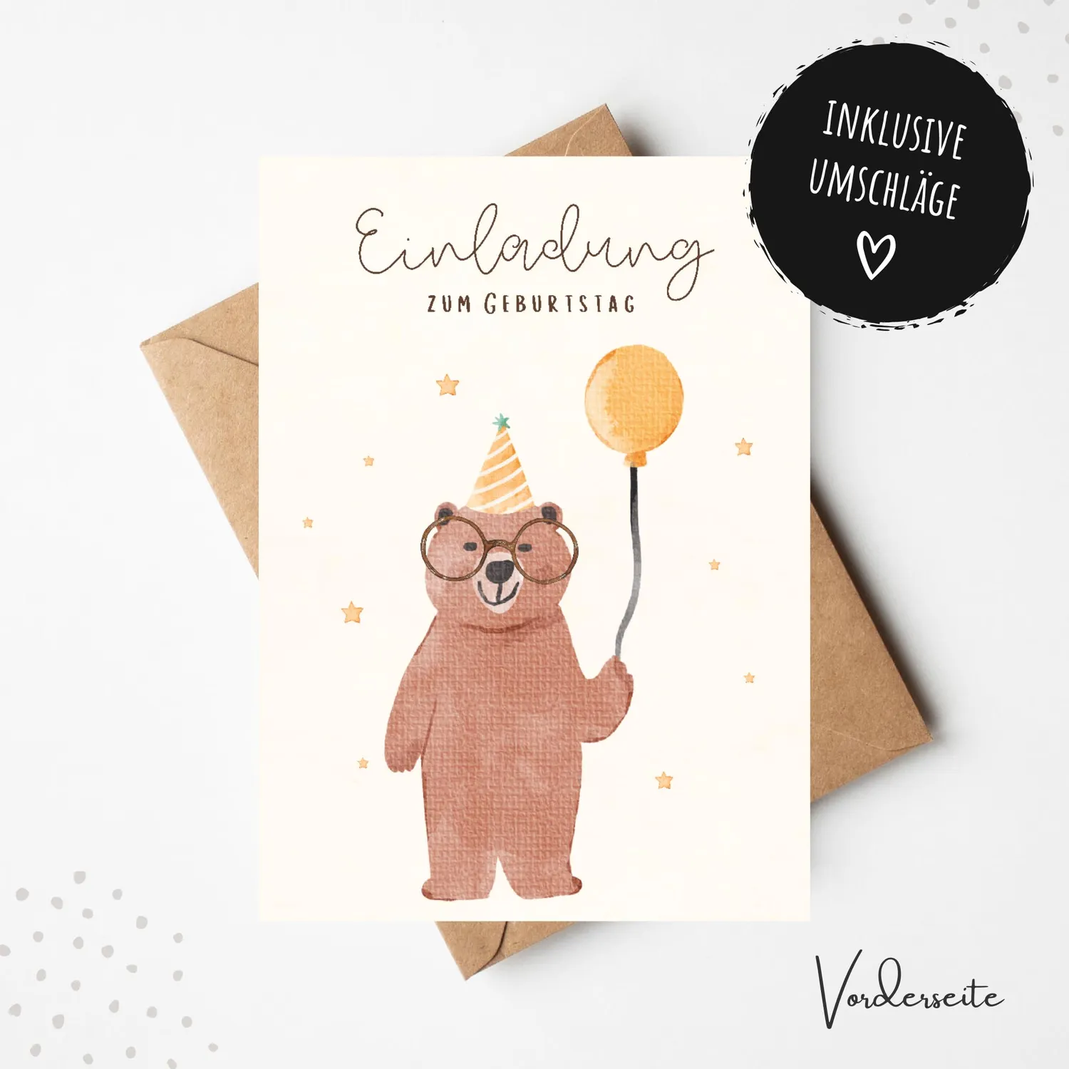 MeinBaby123 Bär Einladungskarten Kindergeburtstag 10er Set mit Umschlägen