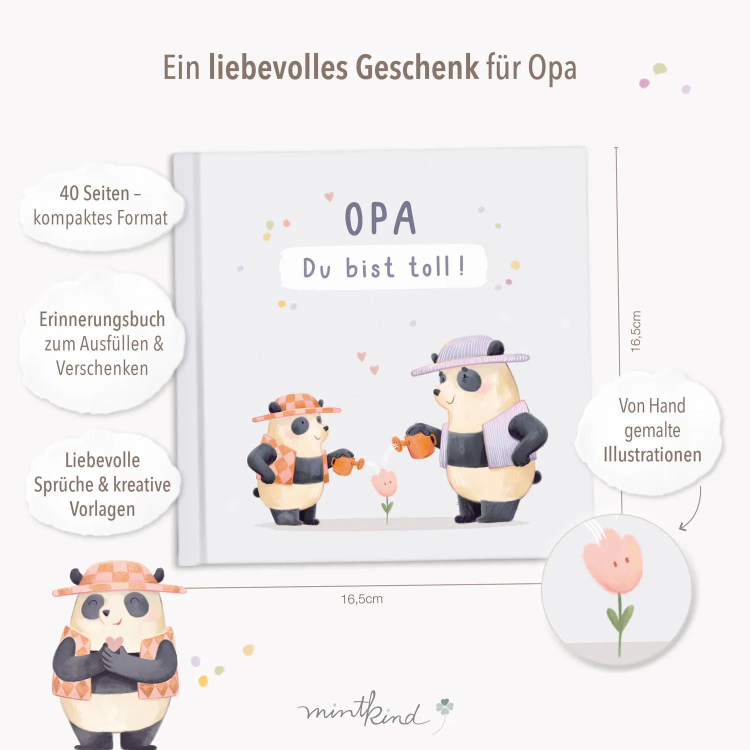 MINTKIND Opa du bist toll Geschenkbuch Ausfüllbuch Enkel