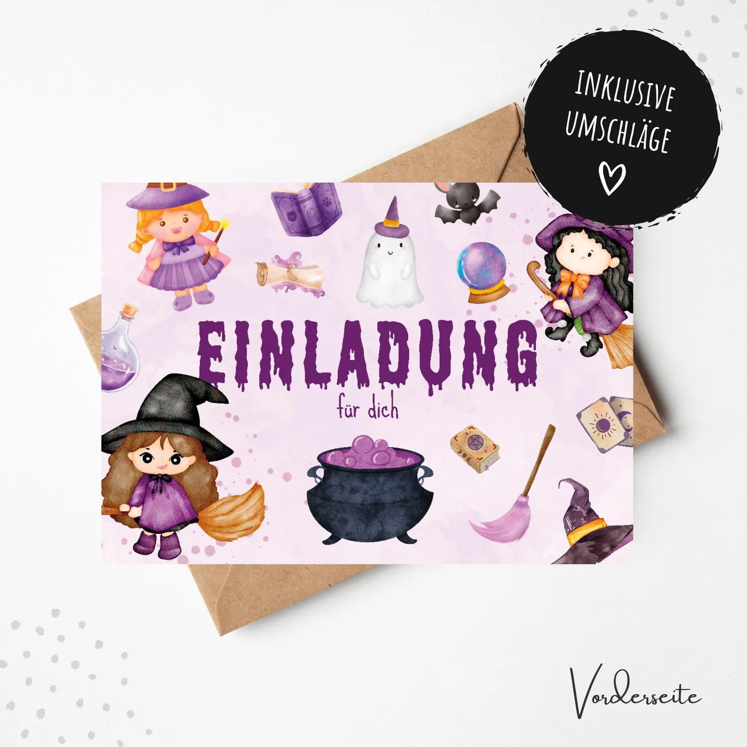 MeinBaby123 Einladungskarten Kindergeburtstag Hexe 10er Set