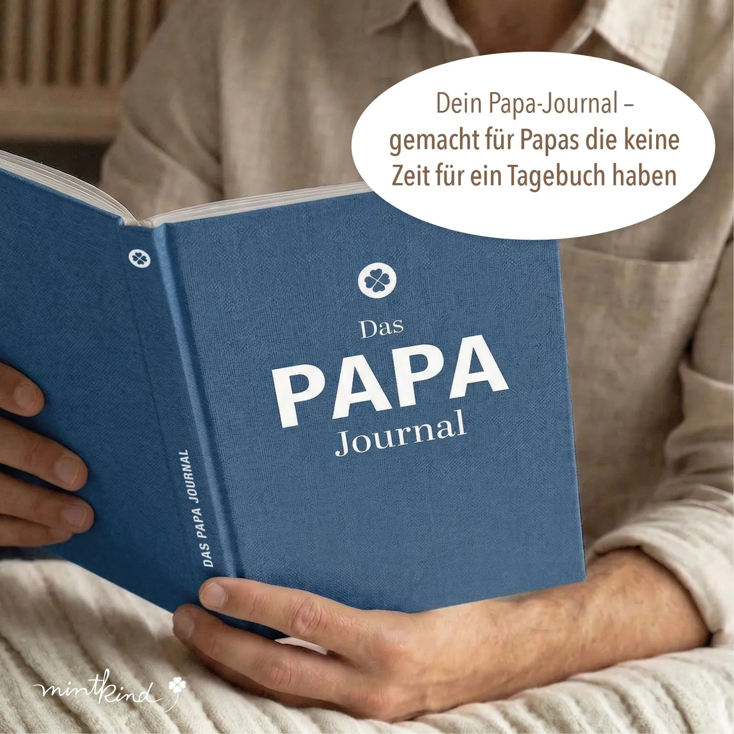 MINTKIND Papa Journal Tagebuch Leinen Blau für Väter