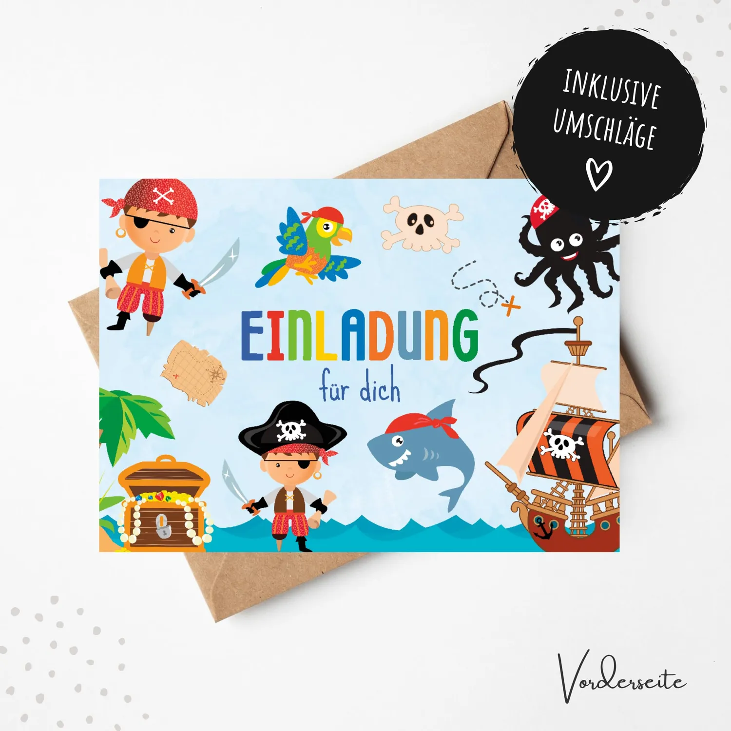 MeinBaby123 Piraten Einladungskarten Kindergeburtstag 10 Stück Umschläge