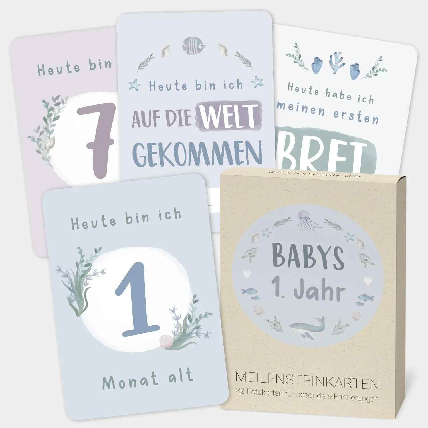 MINTKIND Meilensteinkarten Baby erstes Jahr 32 Karten