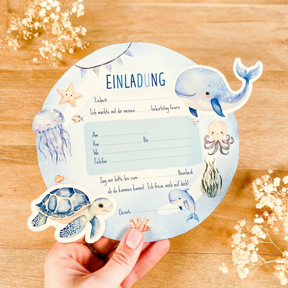 MeinBaby123 Unterwasserwelt Einladungen Bastelset