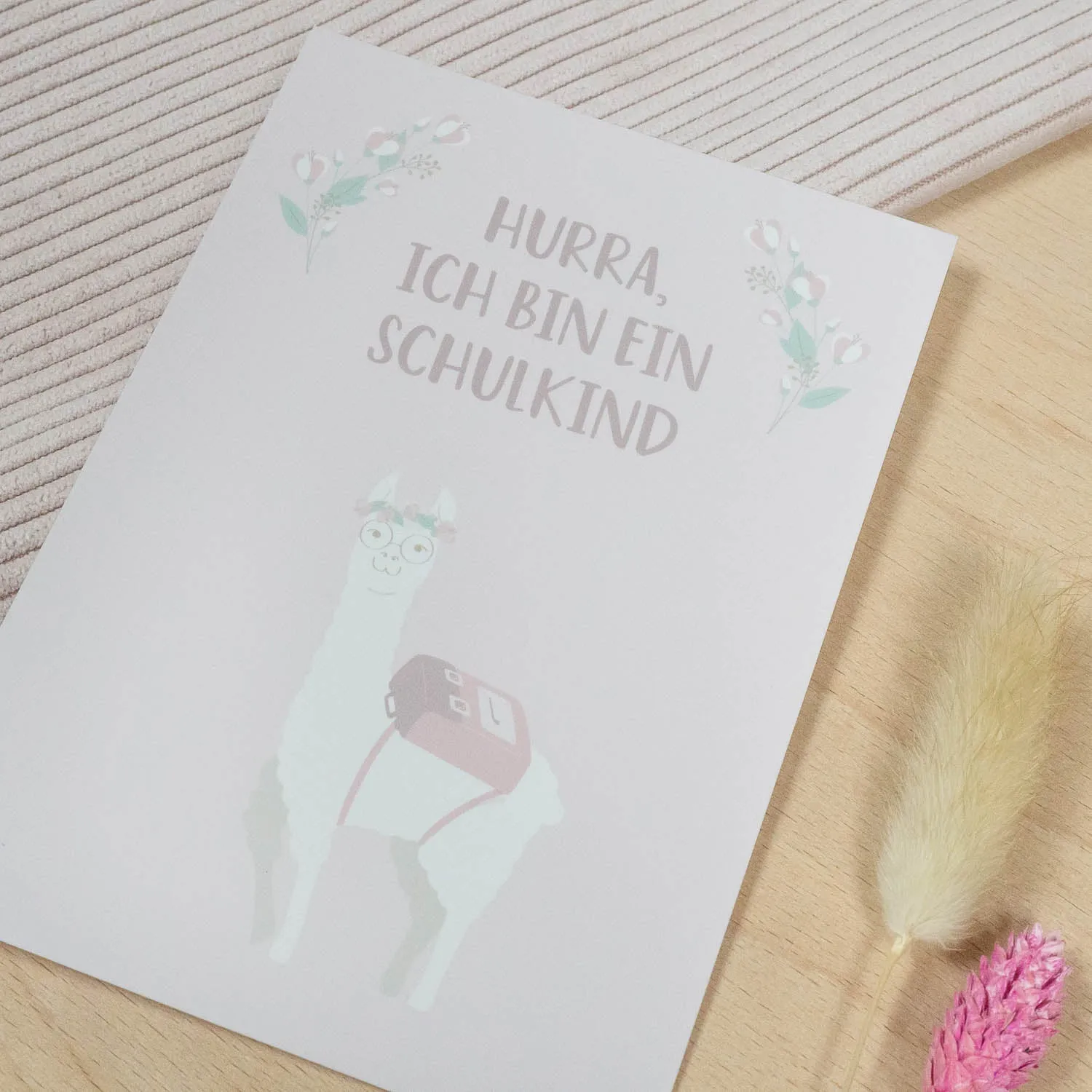 MINTKIND Hurra ich bin ein Schulkind Postkarte Rosa DIN A6