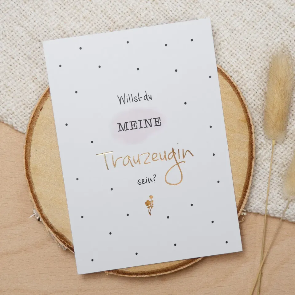 MINTKIND Gold Trauzeugin Postkarte DIN A6 Goldfolie