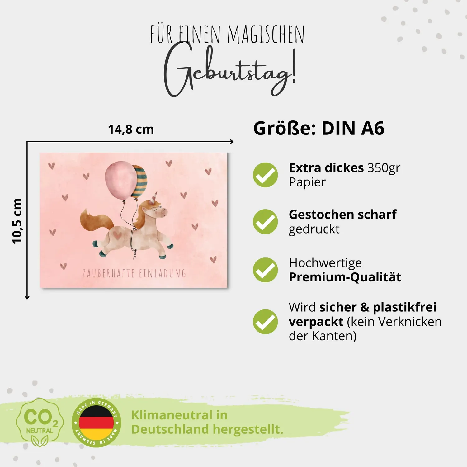 MeinBaby123 Einladungskarten Kindergeburtstag Einhorn 10er Set