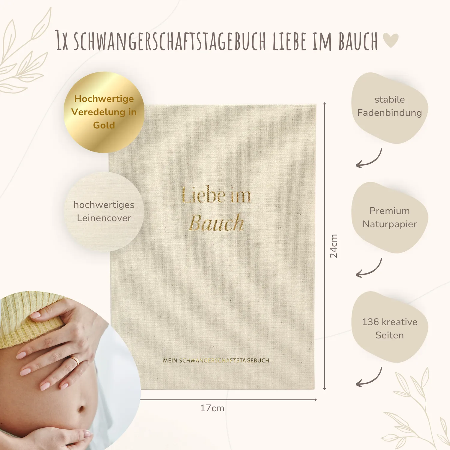 MeinBaby123 Liebe im Bauch Leinenbücher Schwangerschaft 2er-Set