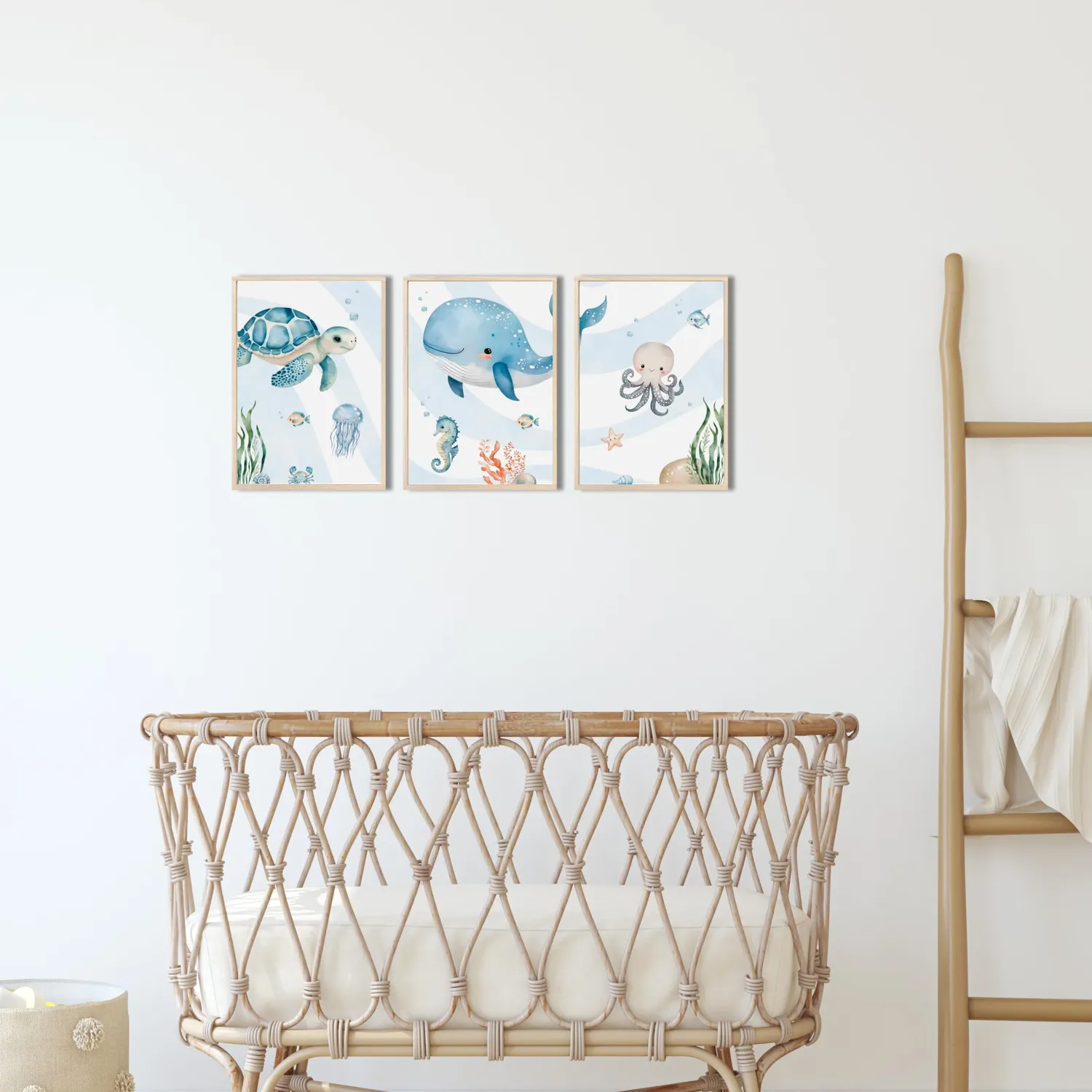 MeinBaby123 Kinderzimmerposter 3er Set A4 Unterwasserwelt