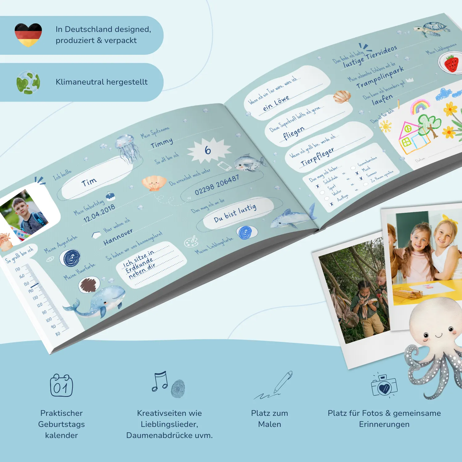 MeinBaby123 Unterwasserwelt Freundebuch Kinder gebunden 76 Seiten