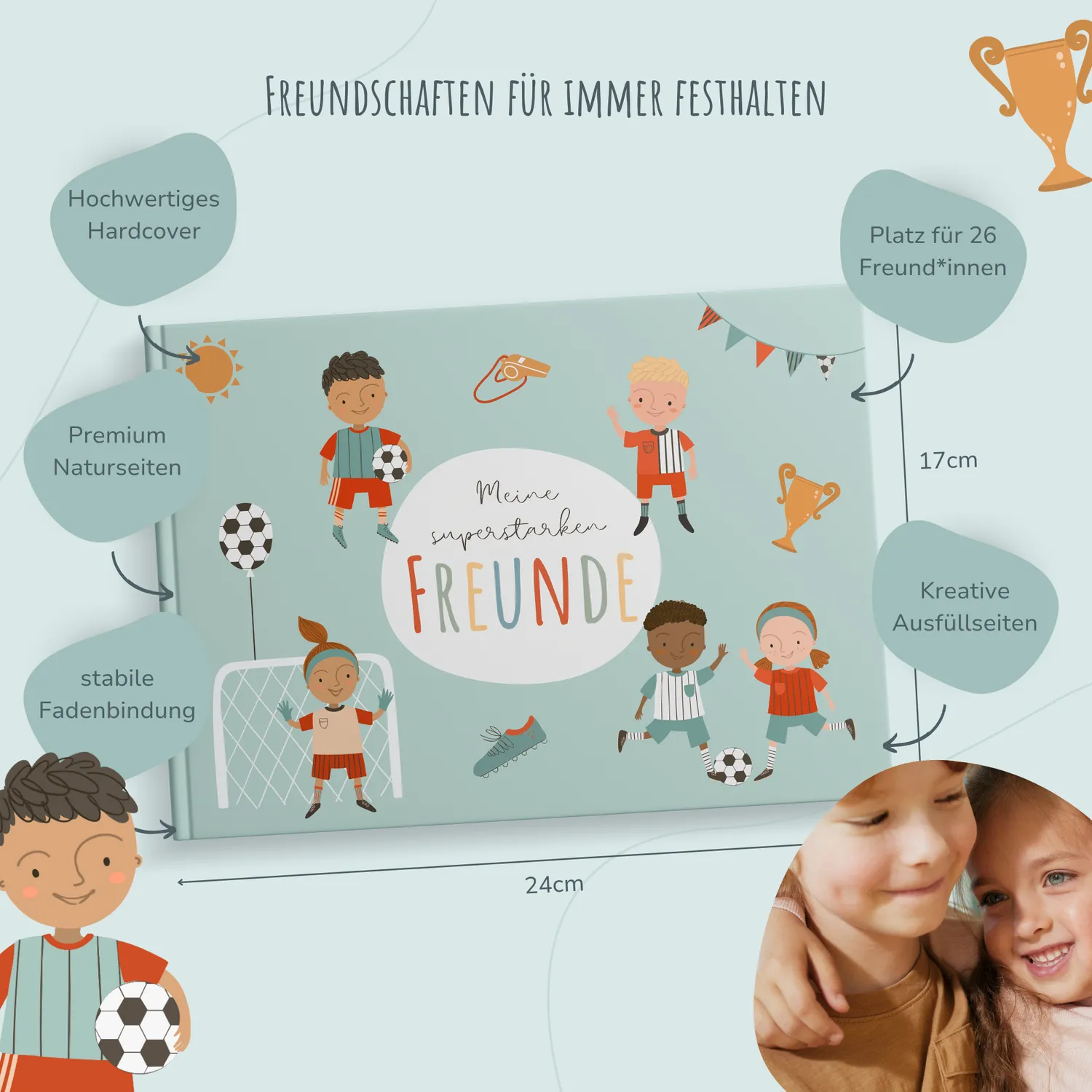 MeinBaby123 Freundebuch Kinder Fußball Hardcover 26 Freunde