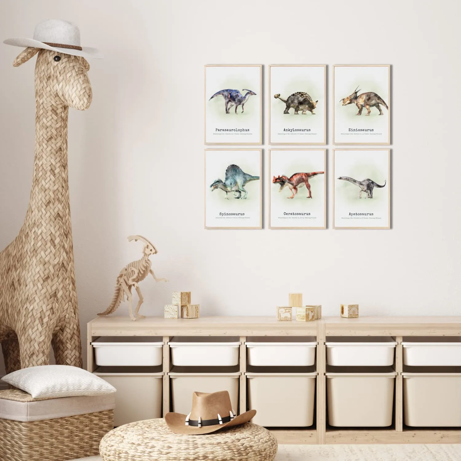 MeinBaby123 Dino Poster Set A4 6-teilig doppelseitig