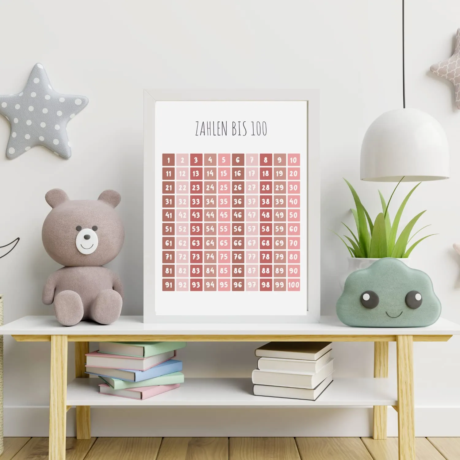 MeinBaby123 Lernposter 4er Set A4 Alphabet Zahlen rosa