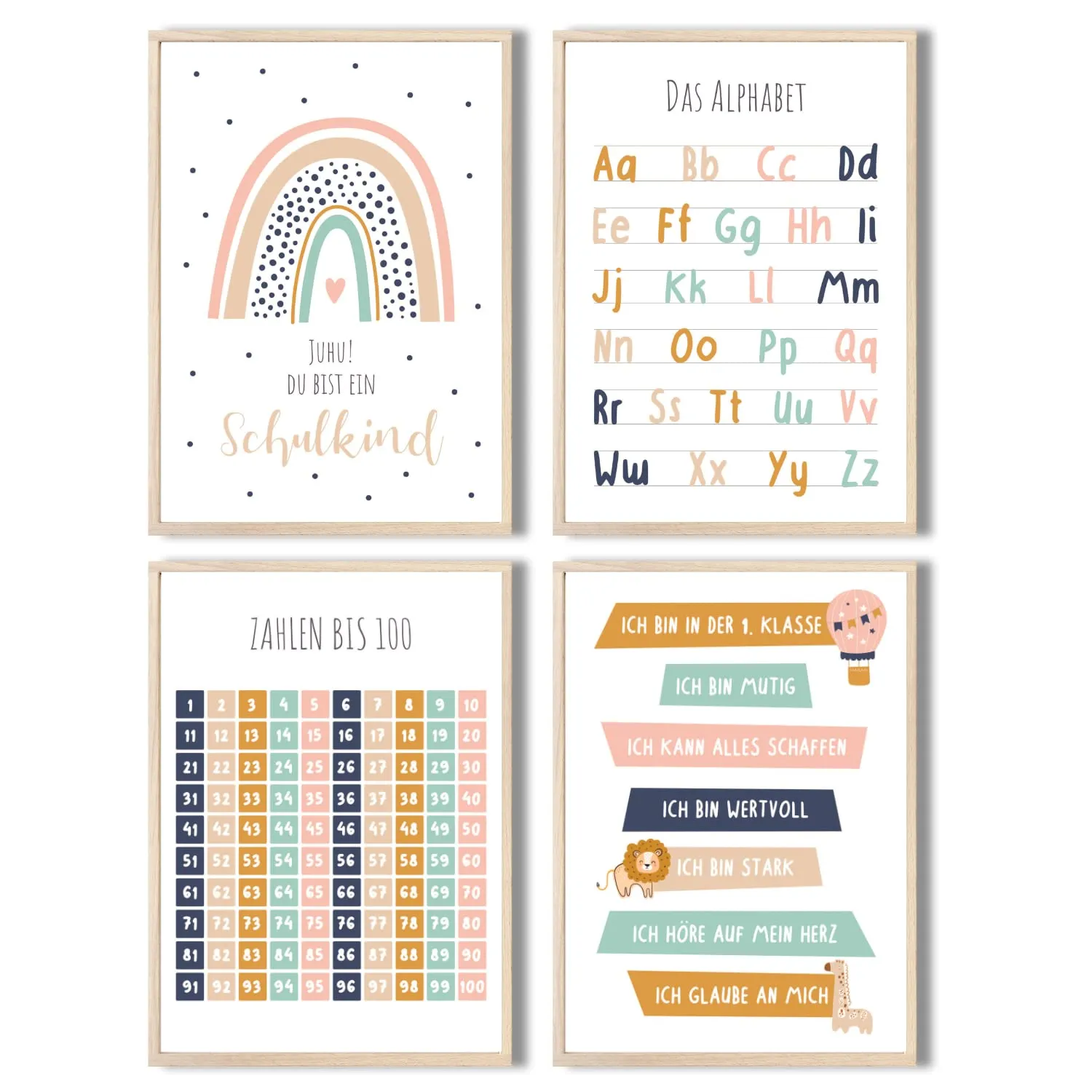 MeinBaby123 Lernposter ABC Zahlen 4er Set A4