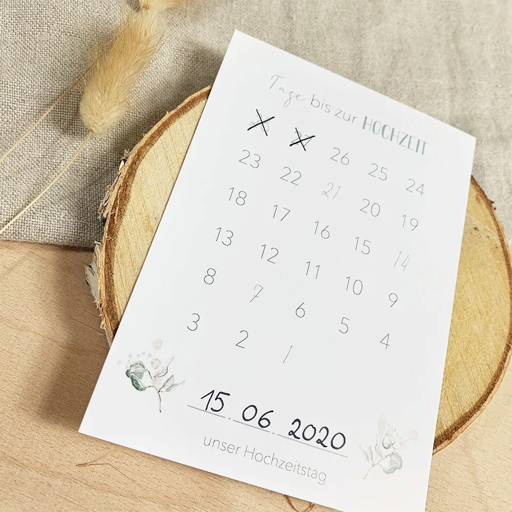 MINTKIND Postkarte Hochzeit Countdown DIN A6 300g