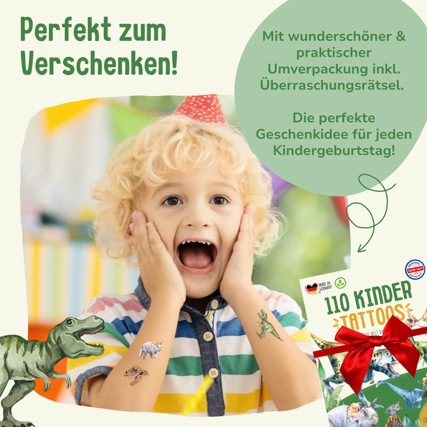 MeinBaby123 Dinos Kinder Tattoos 110 Stück Set