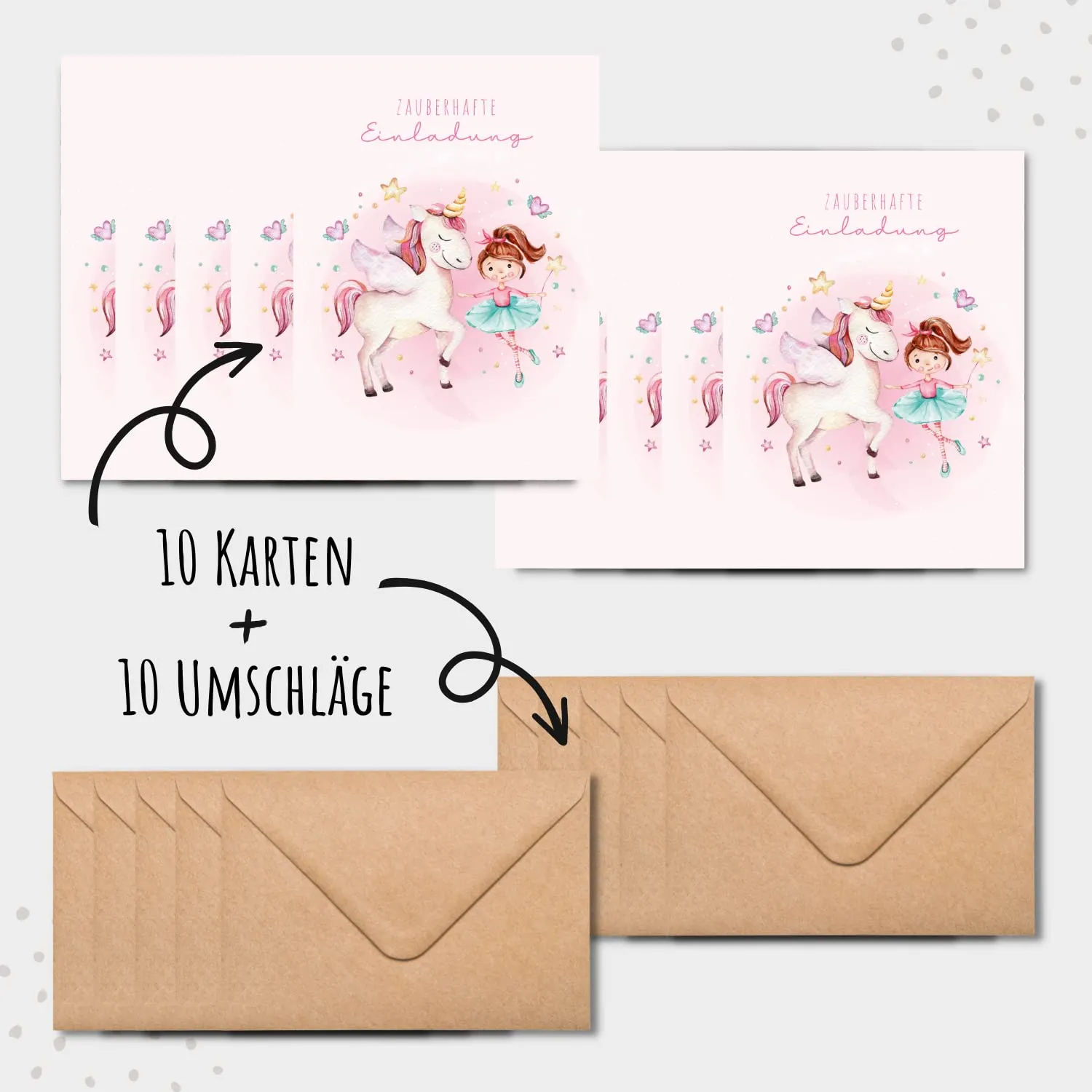 MeinBaby123 Prinzessin Einladungskarten 10er Set mit Umschlägen