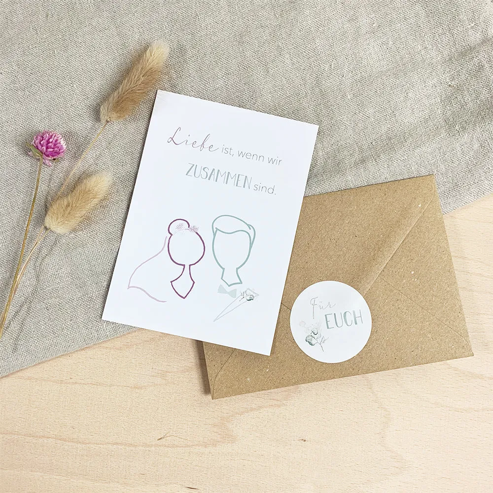 MINTKIND Liebe ist Hochzeitskarte DIN A6 mit Umschlag