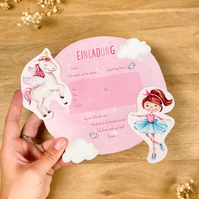 MeinBaby123 Fee & Einhorn Einladungskarten 10 Stück Bastelset