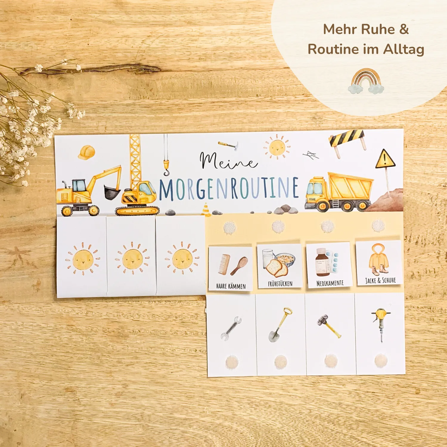 MeinBaby123 Morgen-Abendroutine Bagger Routineplan Ausdrucken Kinder