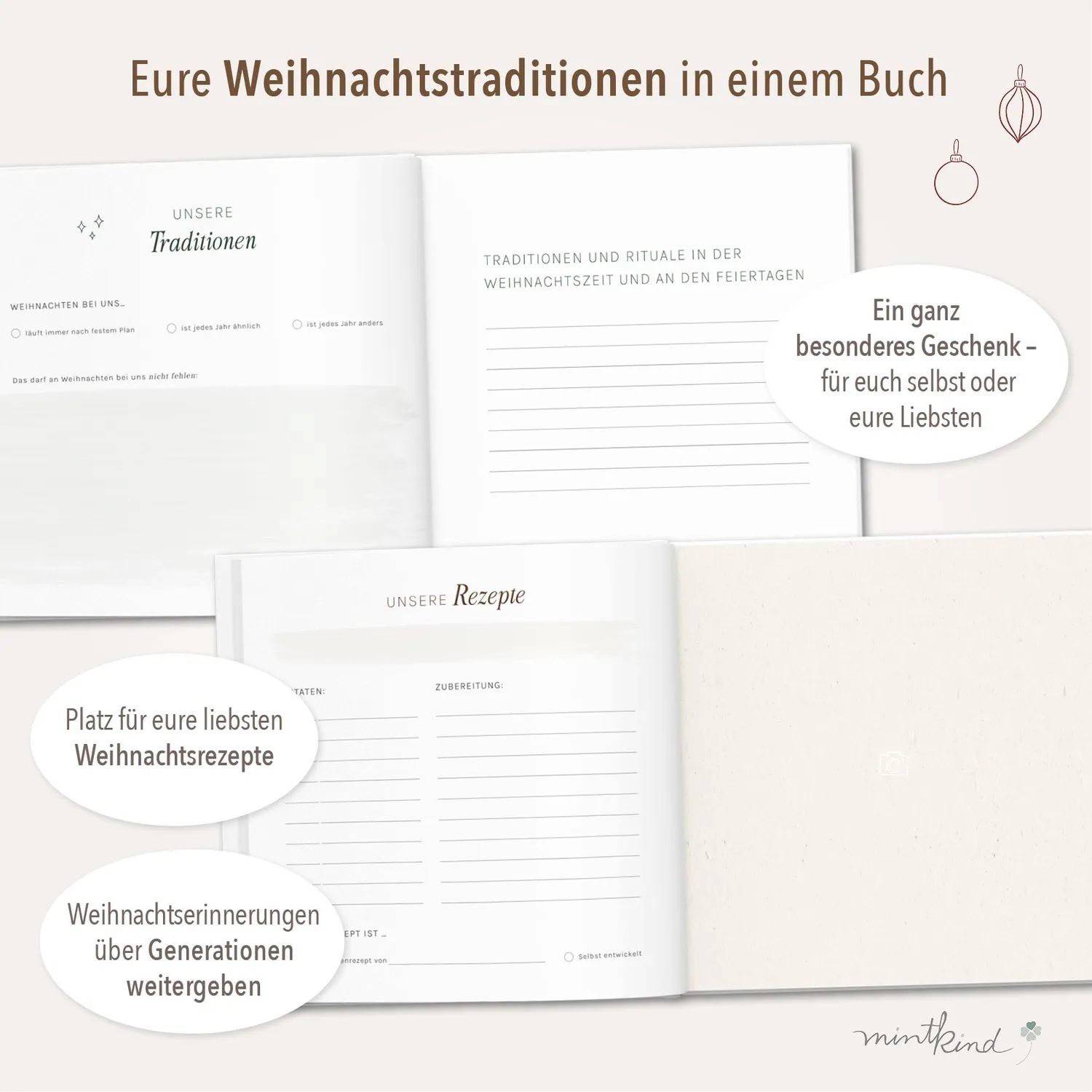 MINTKIND Our Christmas Memories Erinnerungsbuch Leinen Rot 10 Jahre