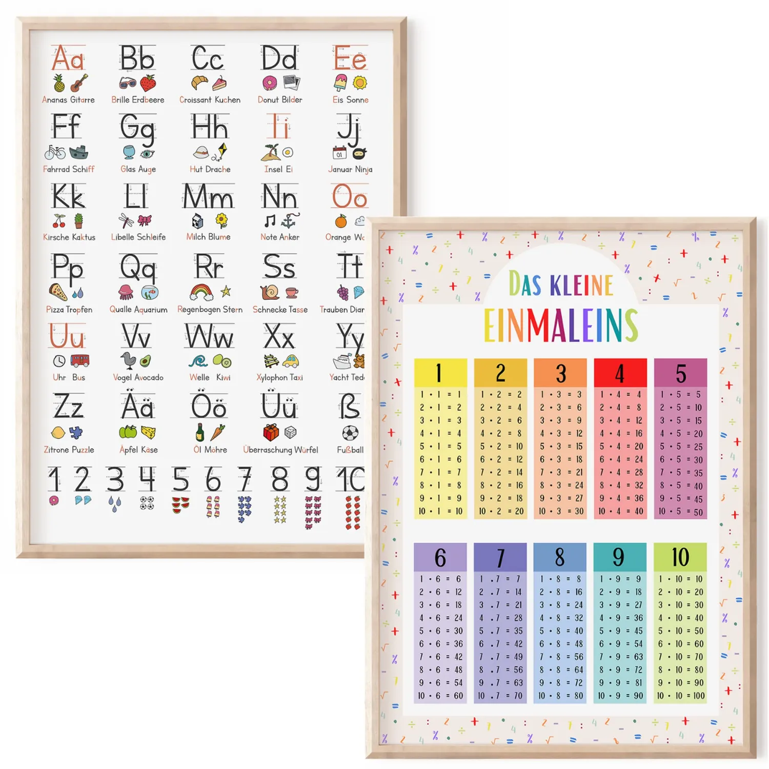 MeinBaby123 Grundschrift Einmaleins Lernposter 2er Set A2