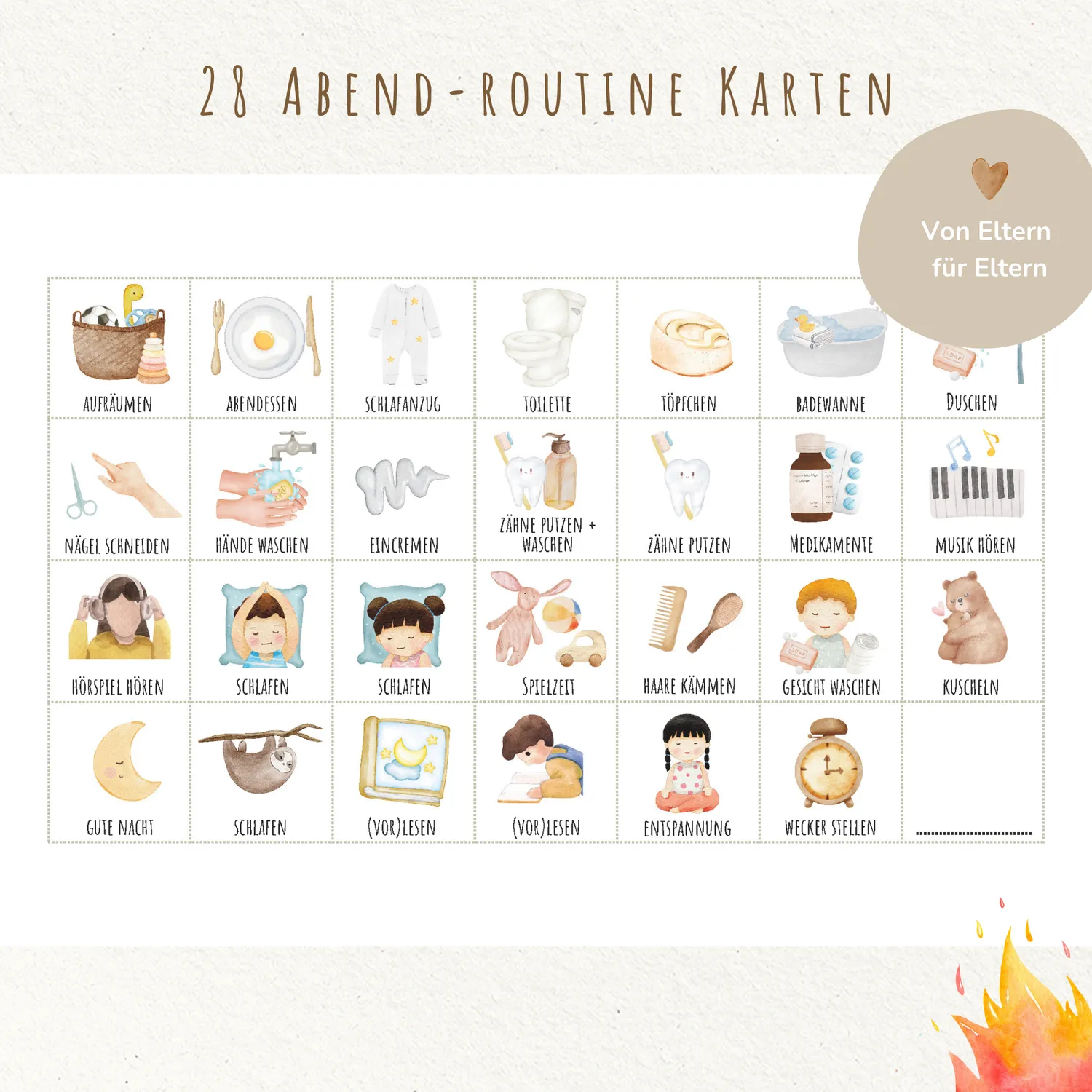MeinBaby123 Morgen- & Abendroutine Feuerwehr Routineplan PDF