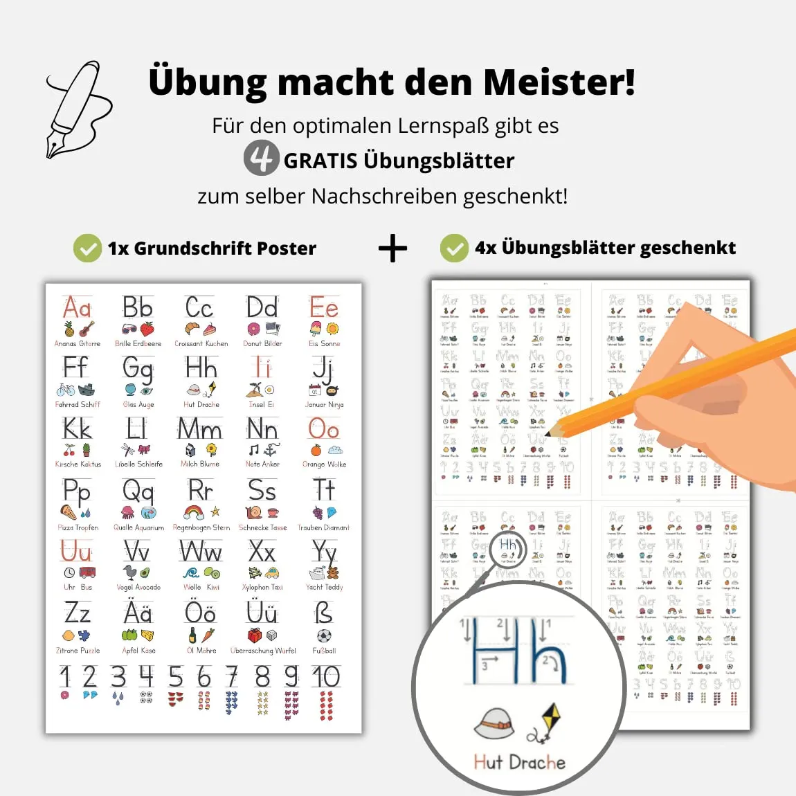 MeinBaby123 Lernposter ABC Poster A2 schwarz-weiß