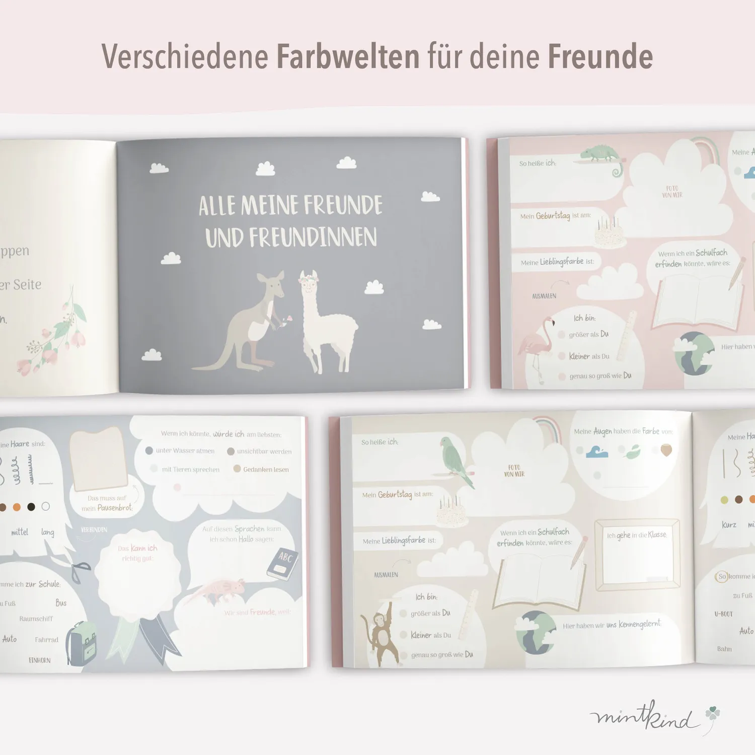 MINTKIND Meine Schulfreunde Freundebuch Rosa Grundschule
