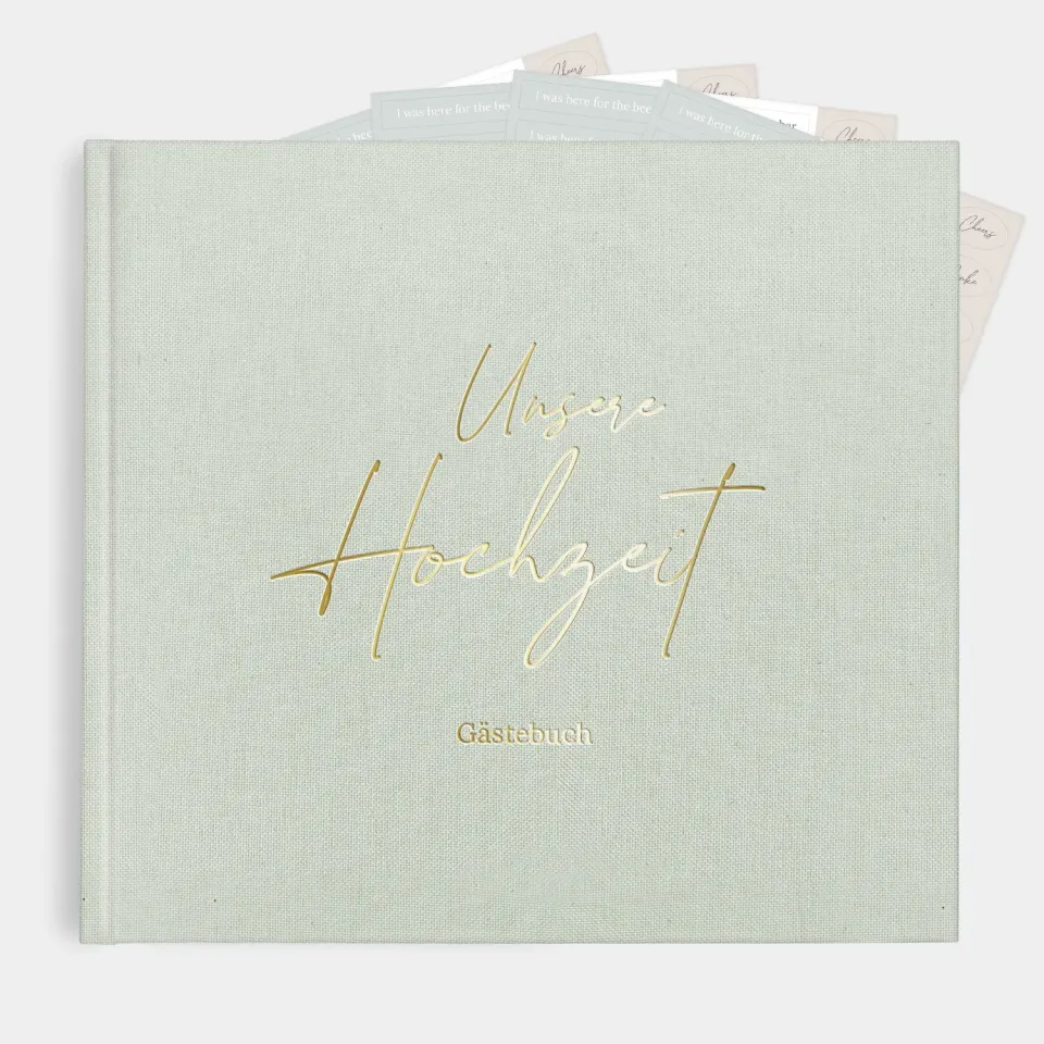 MINTKIND Gästebuch Hochzeit Leinen Offwhite mit Fragen