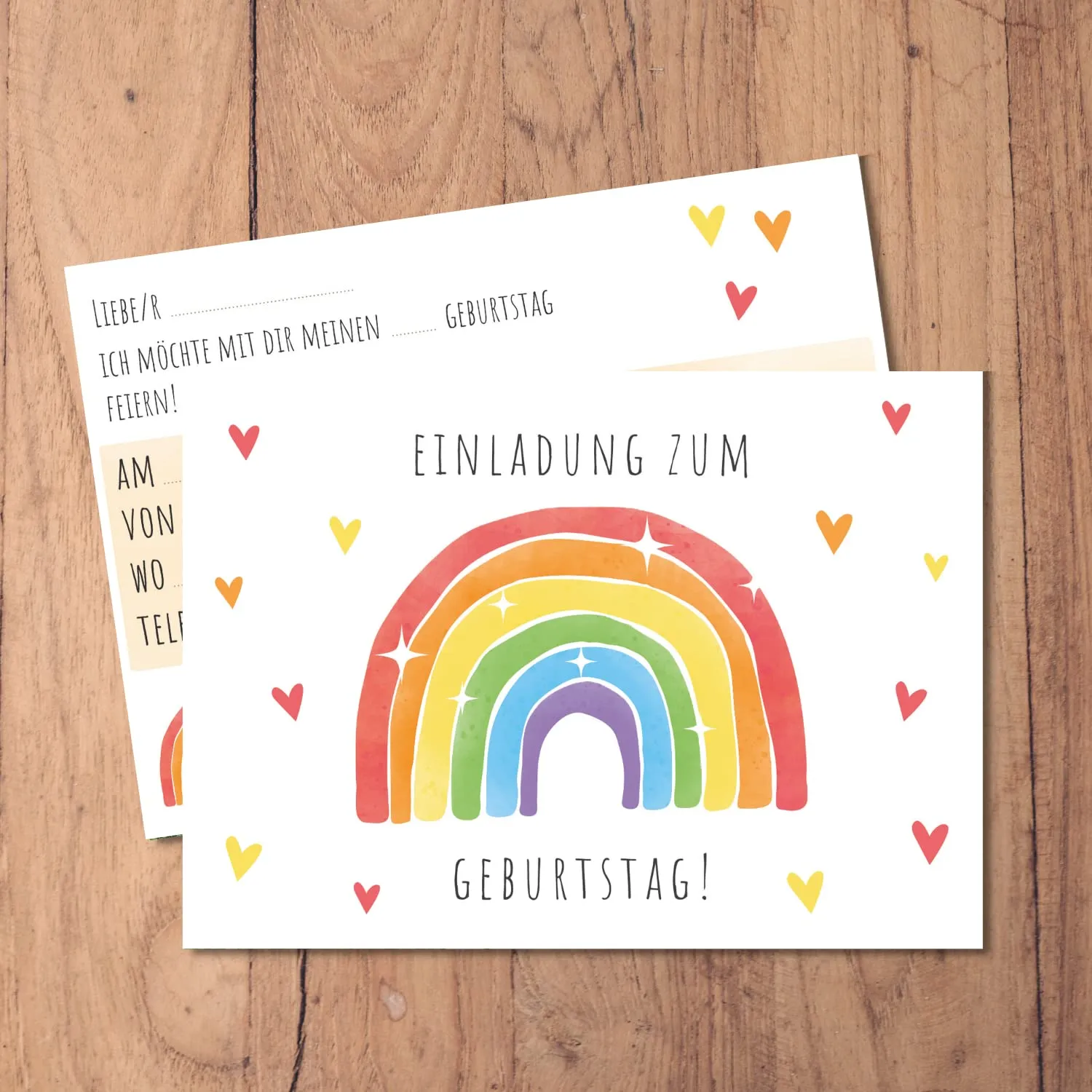 MeinBaby123 Regenbogen Einladungskarten 10er mit Umschlägen